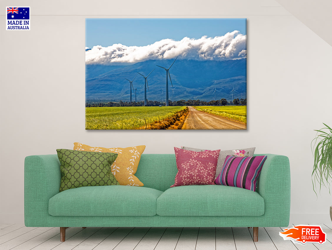 Wind Turbines and Heavy Clouds Print 100% Australian Made - Bella Home Decor