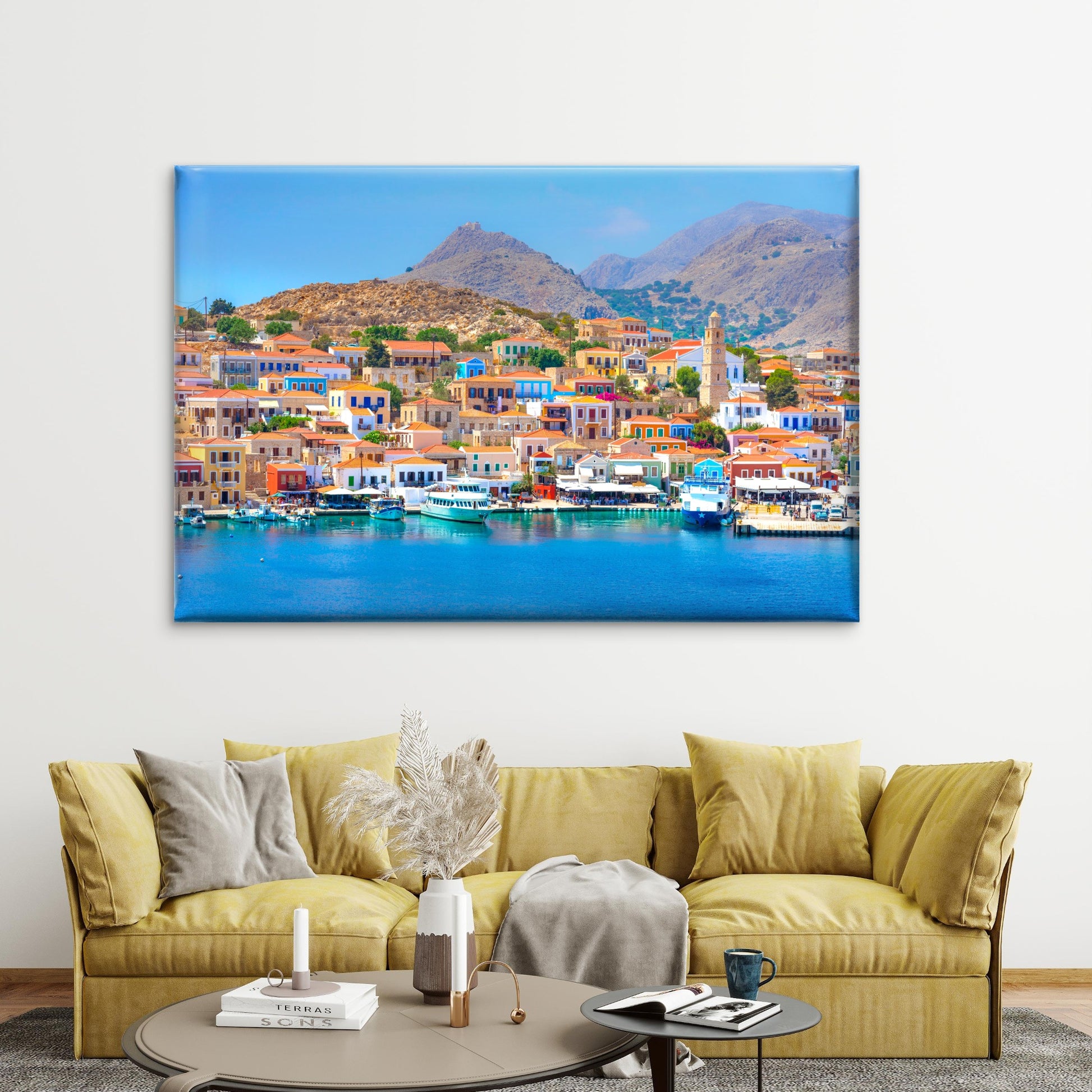 Halki Island Harbor Greece Wall Art Decor 100% Australian Made - Bella Home Decor