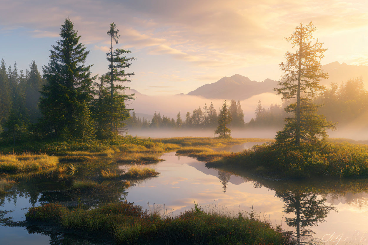 View at Heather Meadow with Mountains Print 100% Australian Made - Bella Home Decor