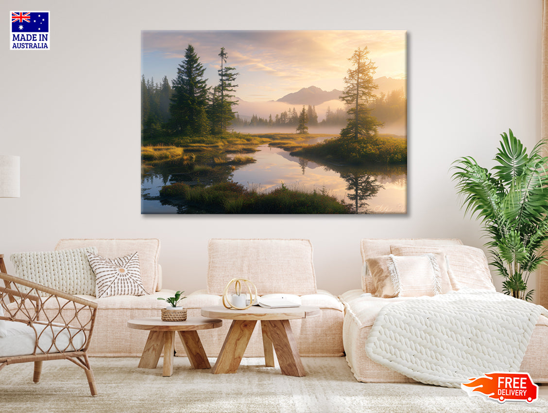 View at Heather Meadow with Mountains Print 100% Australian Made - Bella Home Decor