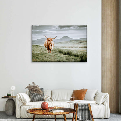 Moody Scottish Hairy Highland Cow Neutral Rustic Accent Wall Art Decor 100% Australian Made