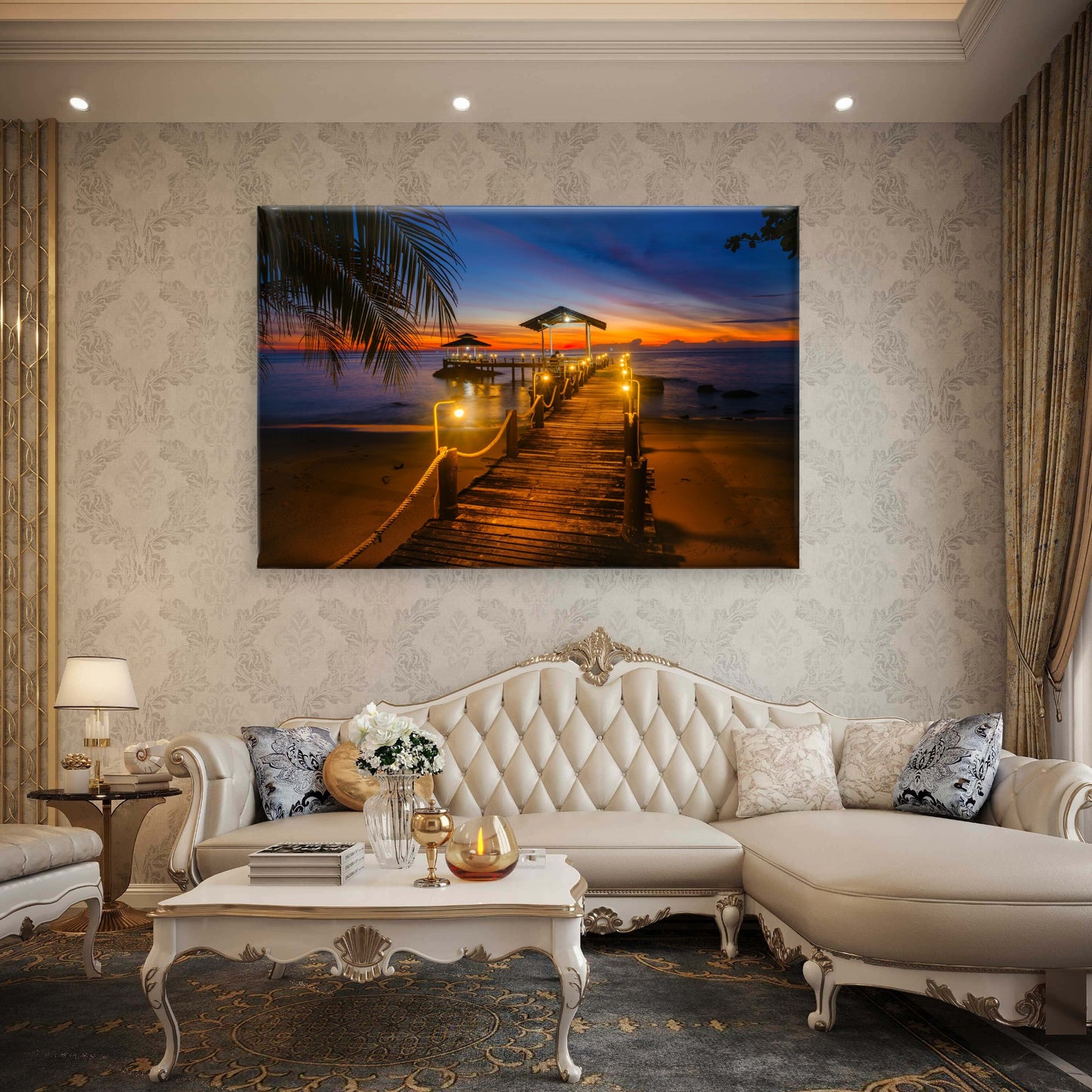 Warm Sunset Wooden Pier Koh Kood Island Thailand Wall Art Decor 100% Australian Made - Bella Home Decor