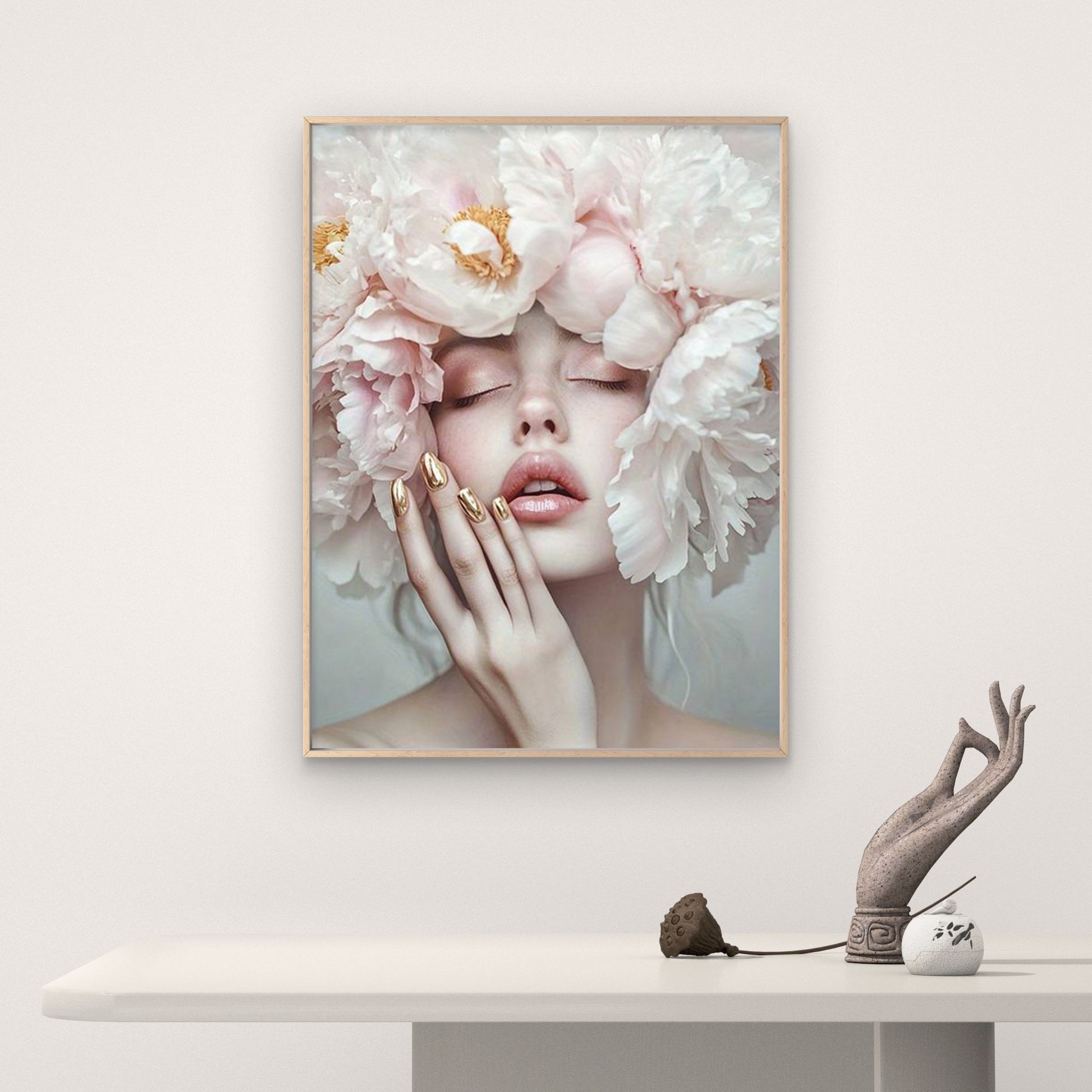 Elegant Neutral Pink Floral Crown Woman Fashion Home Decor Premium Quality Poster Print Choose Your Sizes - Bella Home Decor
