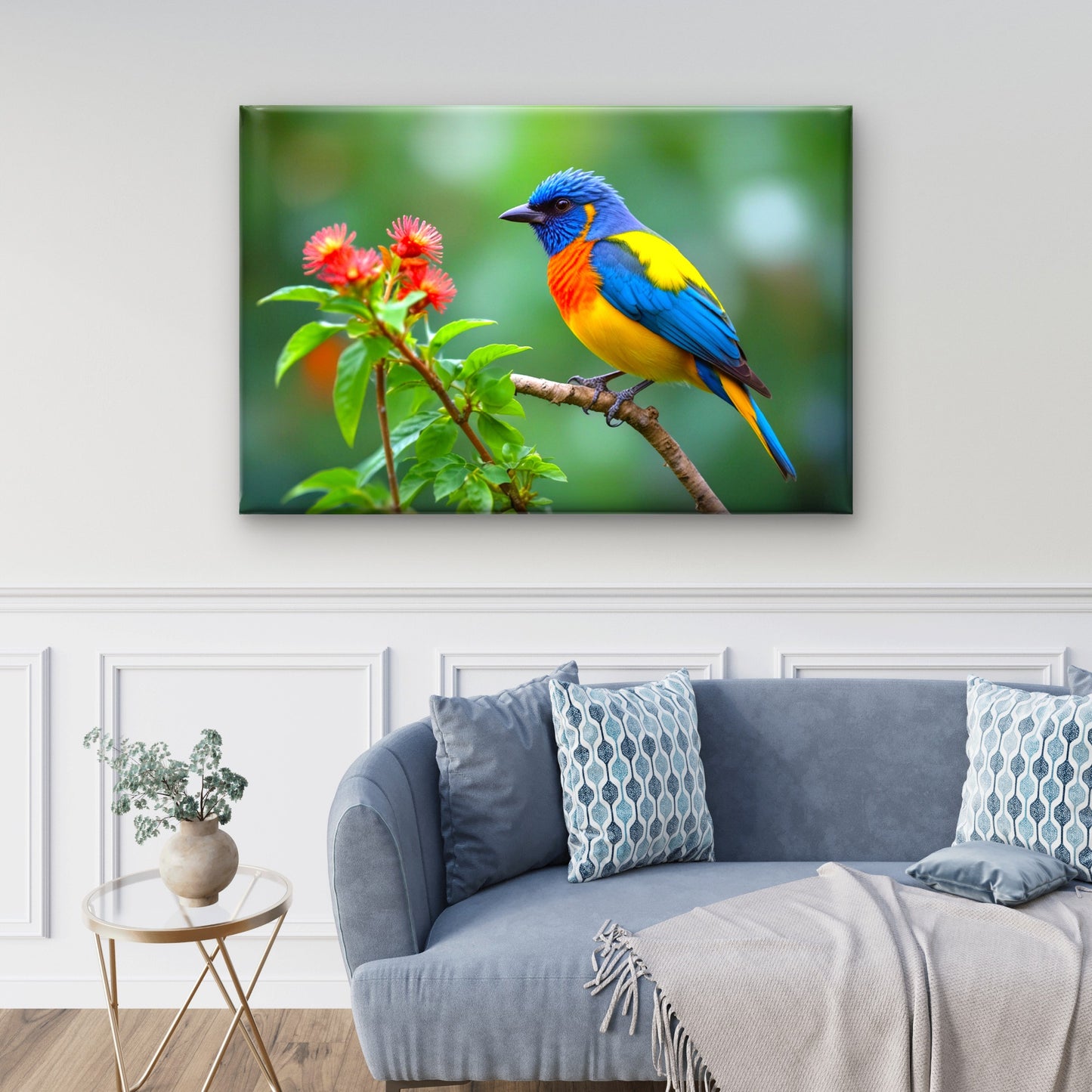 Vibrant South American Songbird on Branch Wall Art Decor 100% Australian Made