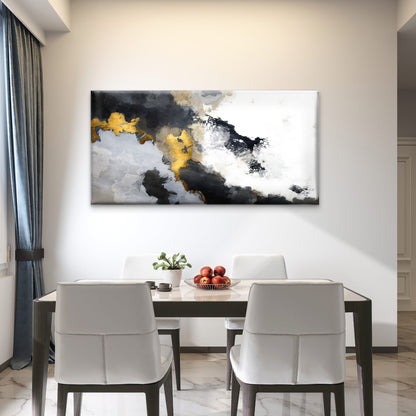 Modern Gold Foil Smoky Gray Art Wall Art Canvas Office Home Room Framed 120x60cm