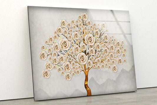 Gold & Beige 3D Tree UV Direct Aluminum Print Australian Made Quality