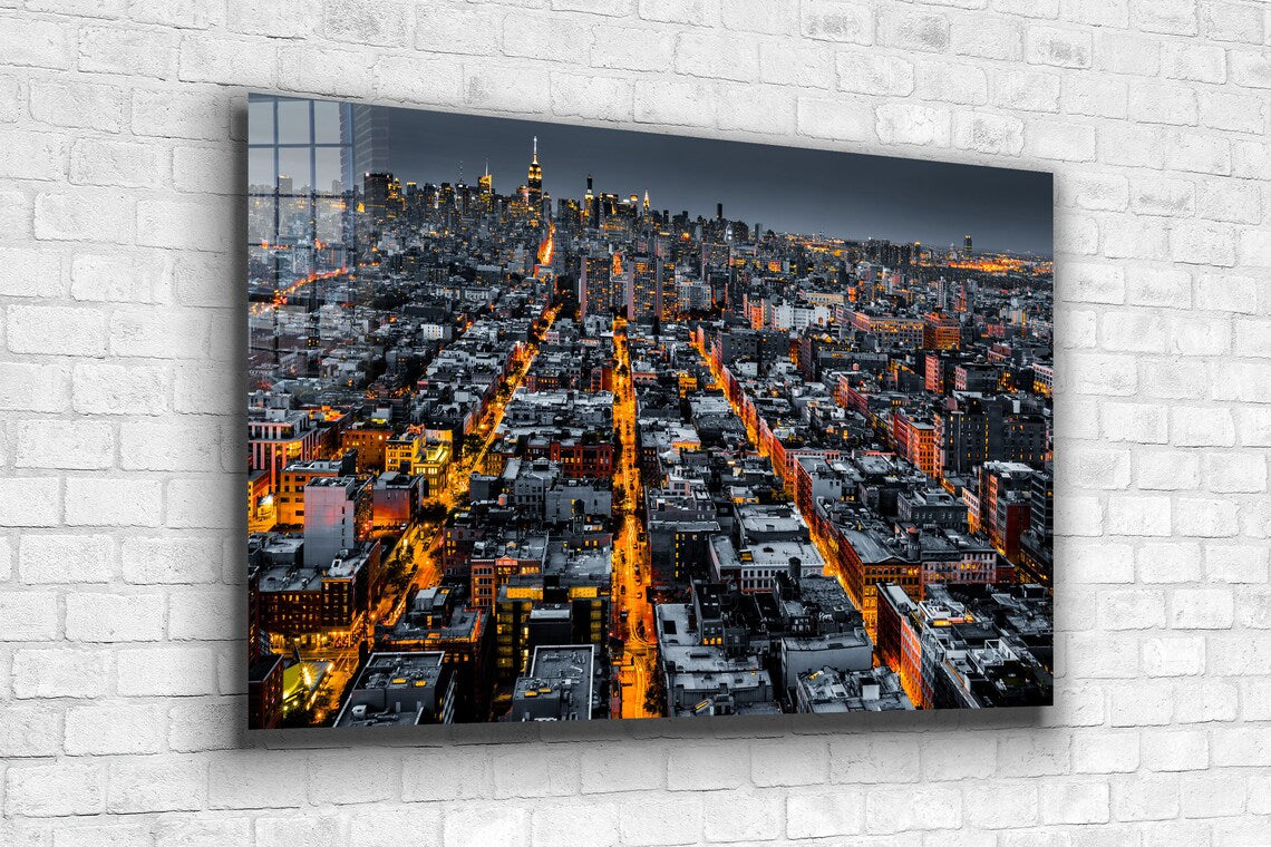 Night City Skyline View UV Direct Aluminum Print Australian Made Quality