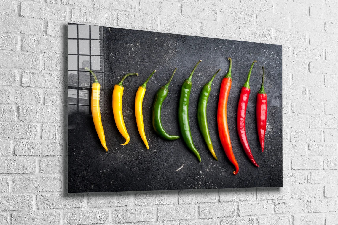 Yellow Green Red Pepper UV Direct Aluminum Print Australian Made Quality