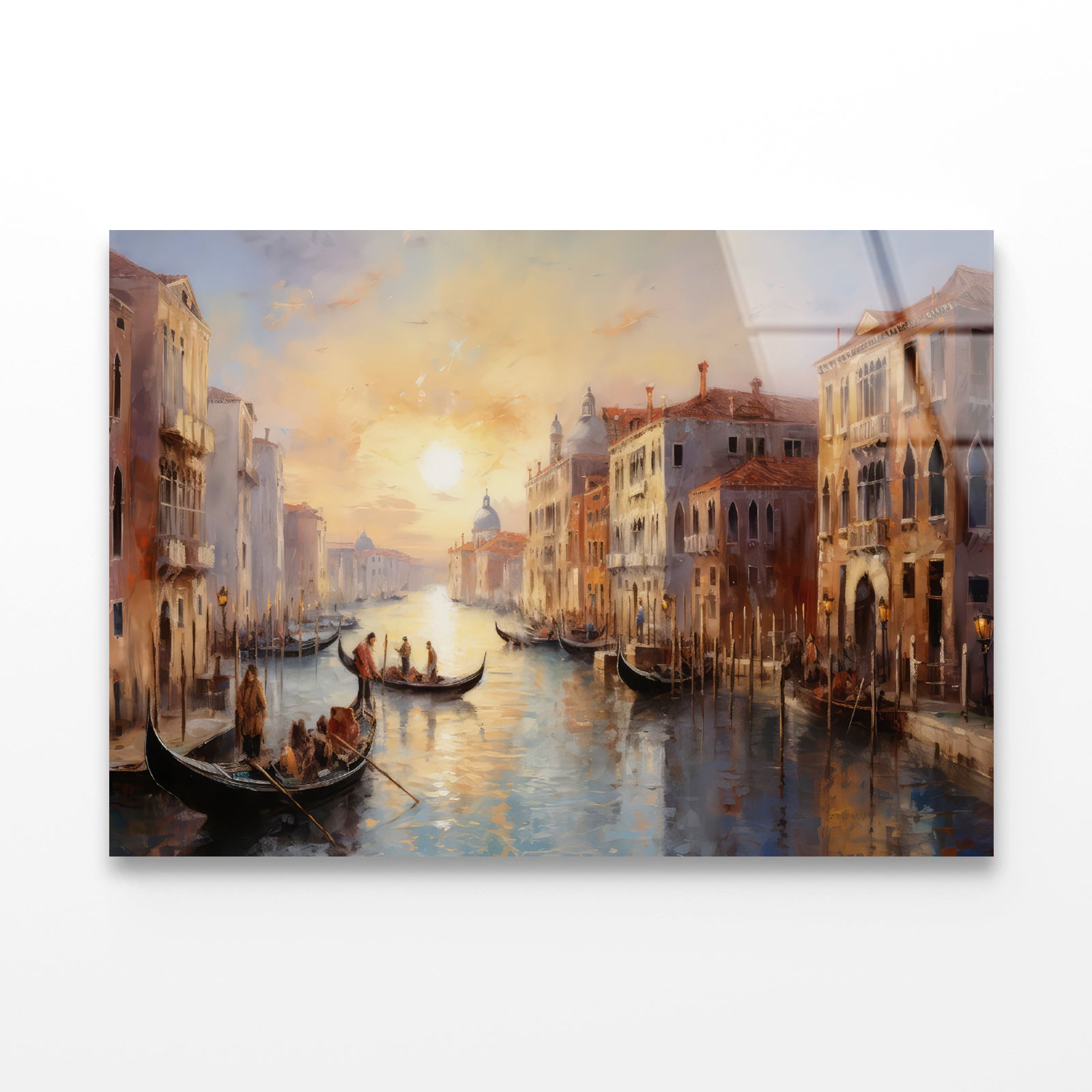 View of a Canal with Boats and Buildings Acrylic Glass Print Tempered Glass Wall Art 100% Made in Australia Ready to Hang