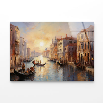 View of a Canal with Boats and Buildings Acrylic Glass Print Tempered Glass Wall Art 100% Made in Australia Ready to Hang