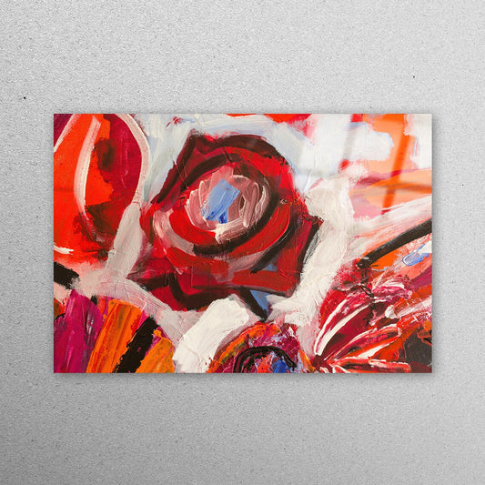 Abstract Rose Painting Acrylic Glass Print Tempered Glass Wall Art 100% Made in Australia Ready to Hang