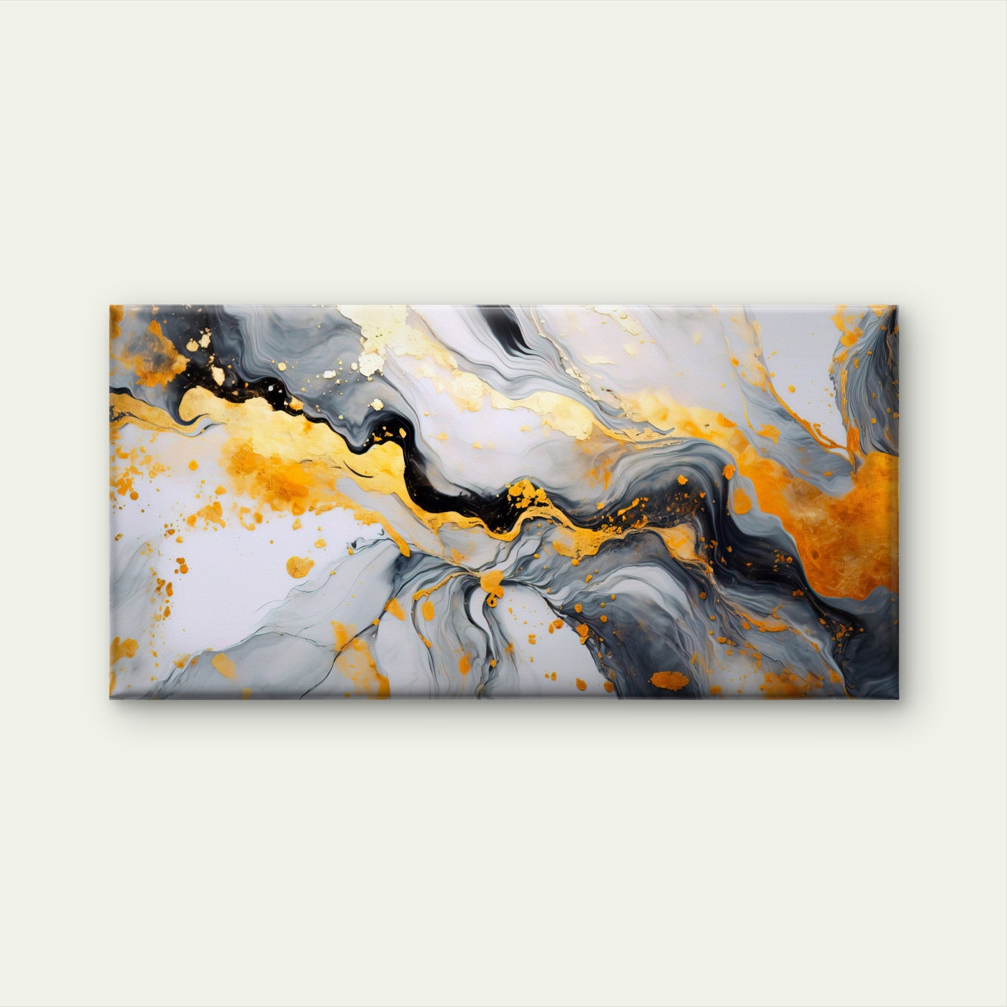 Gold White Marble Texture Wall Art Canvas Office Home Room Framed 120x60cm - Bella Home Decor