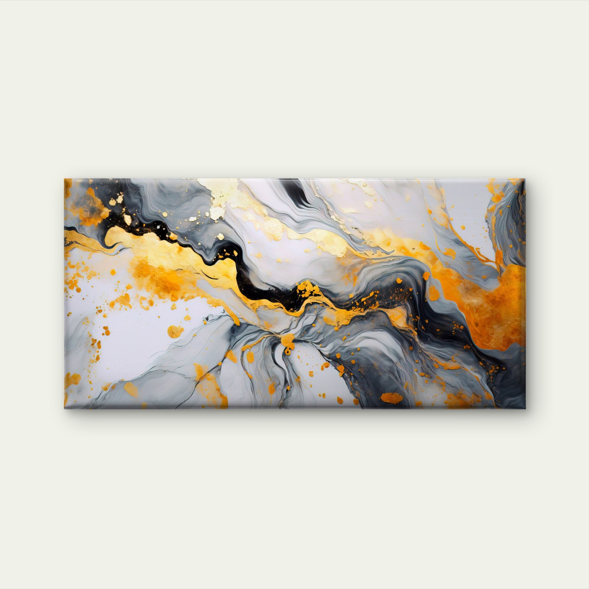 Gold White Marble Texture Wall Art Canvas Office Home Room Framed 120x60cm - Bella Home Decor