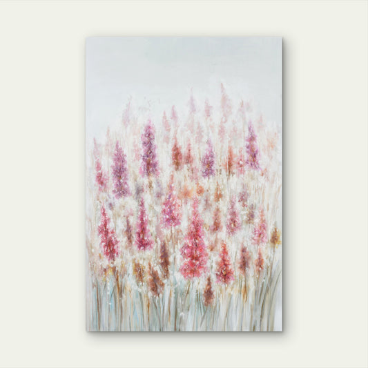 Neutral Pink Purple Wildflower Field Meadow 60x90cm Metal Print Ready to Hang