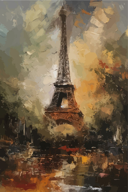 Paris Eiffel Tower Oil Painting 40x60cm Metal Print Ready to Hang