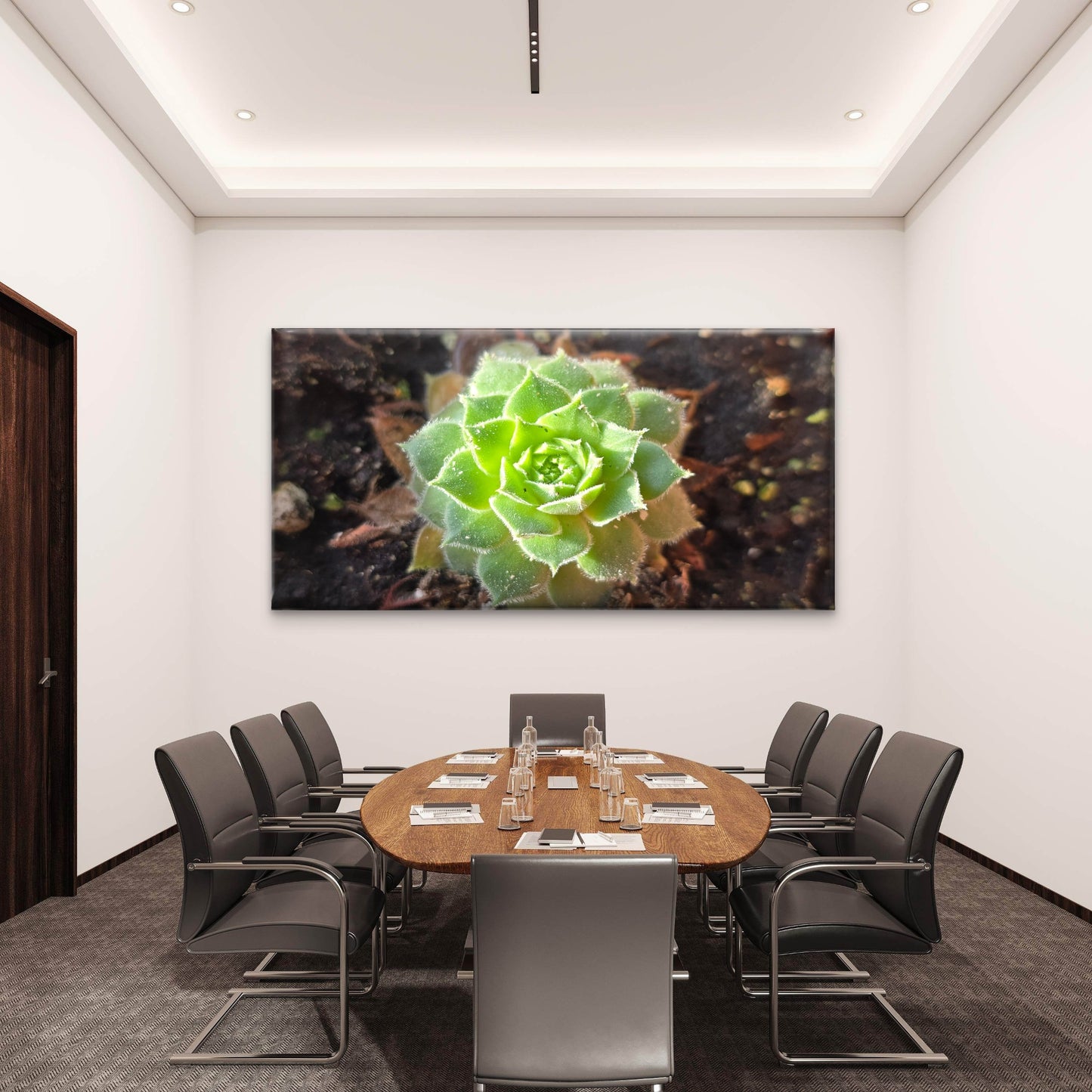 Green Succulent Plant Macro View Wall Art Canvas Office Home Room Framed 120x60cm