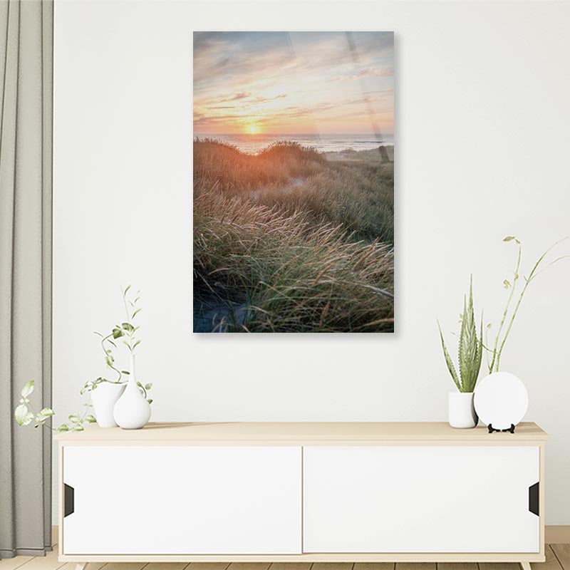 Sunset On the Danish Beach Portrait Photograph Acrylic Glass Print Tempered Glass Wall Art 100% Made in Australia Ready to Hang - Bella Home Decor