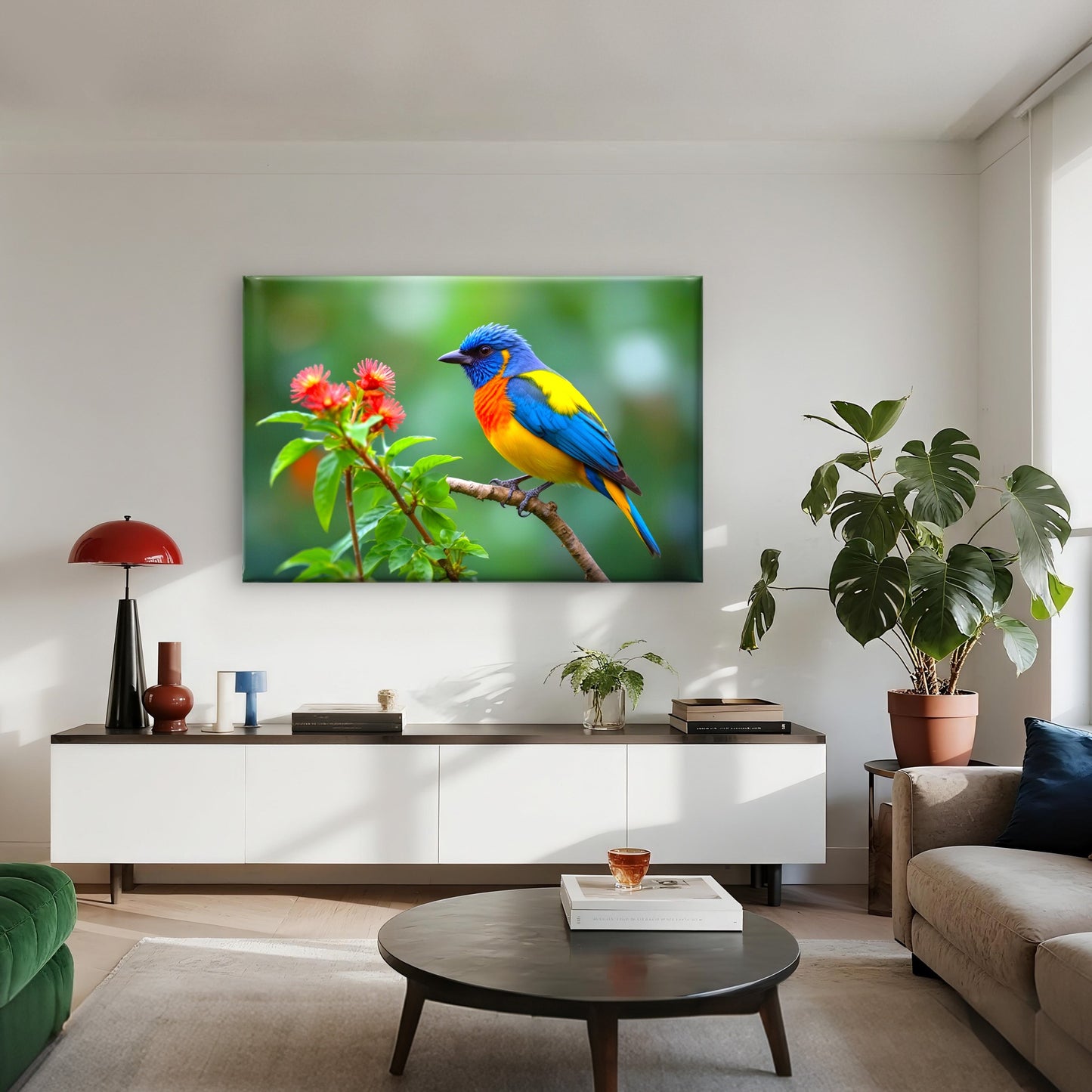 Vibrant South American Songbird on Branch Wall Art Decor 100% Australian Made