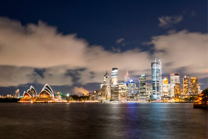 Sydney Skyline at Night with Opera House Views Wall Art Decor 100% Australian Made