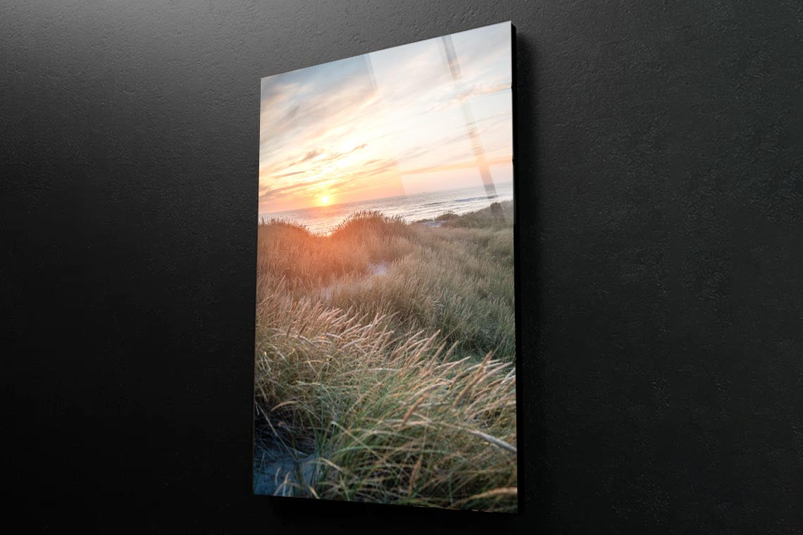 Sunset On the Danish Beach Portrait Photograph Acrylic Glass Print Tempered Glass Wall Art 100% Made in Australia Ready to Hang - Bella Home Decor