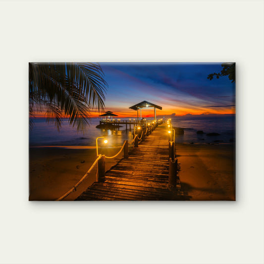 Warm Sunset Wooden Pier Koh Kood Island Thailand Wall Art Decor 100% Australian Made - Bella Home Decor