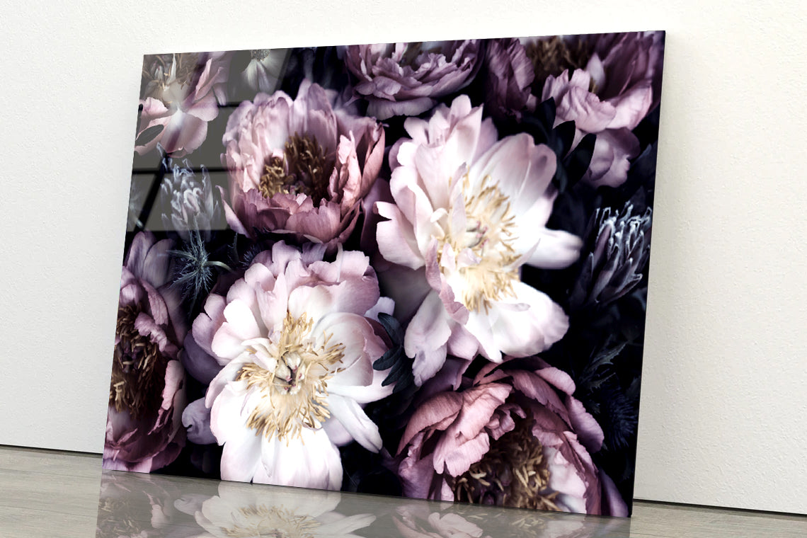 Group of Purple Flowers View Acrylic Glass Print Tempered Glass Wall Art 100% Made in Australia Ready to Hang - Bella Home Decor