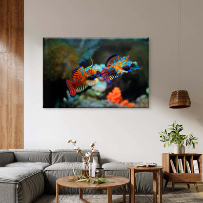 Vibrant Mandarin Dragonet Fish Pair Wall Art Decor 100% Australian Made