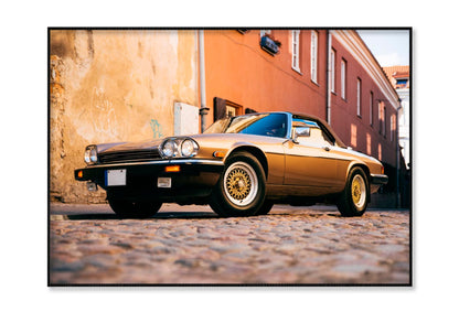 Car Parked on A Cobblestone Street Home Decor Premium Quality Poster Print Choose Your Sizes