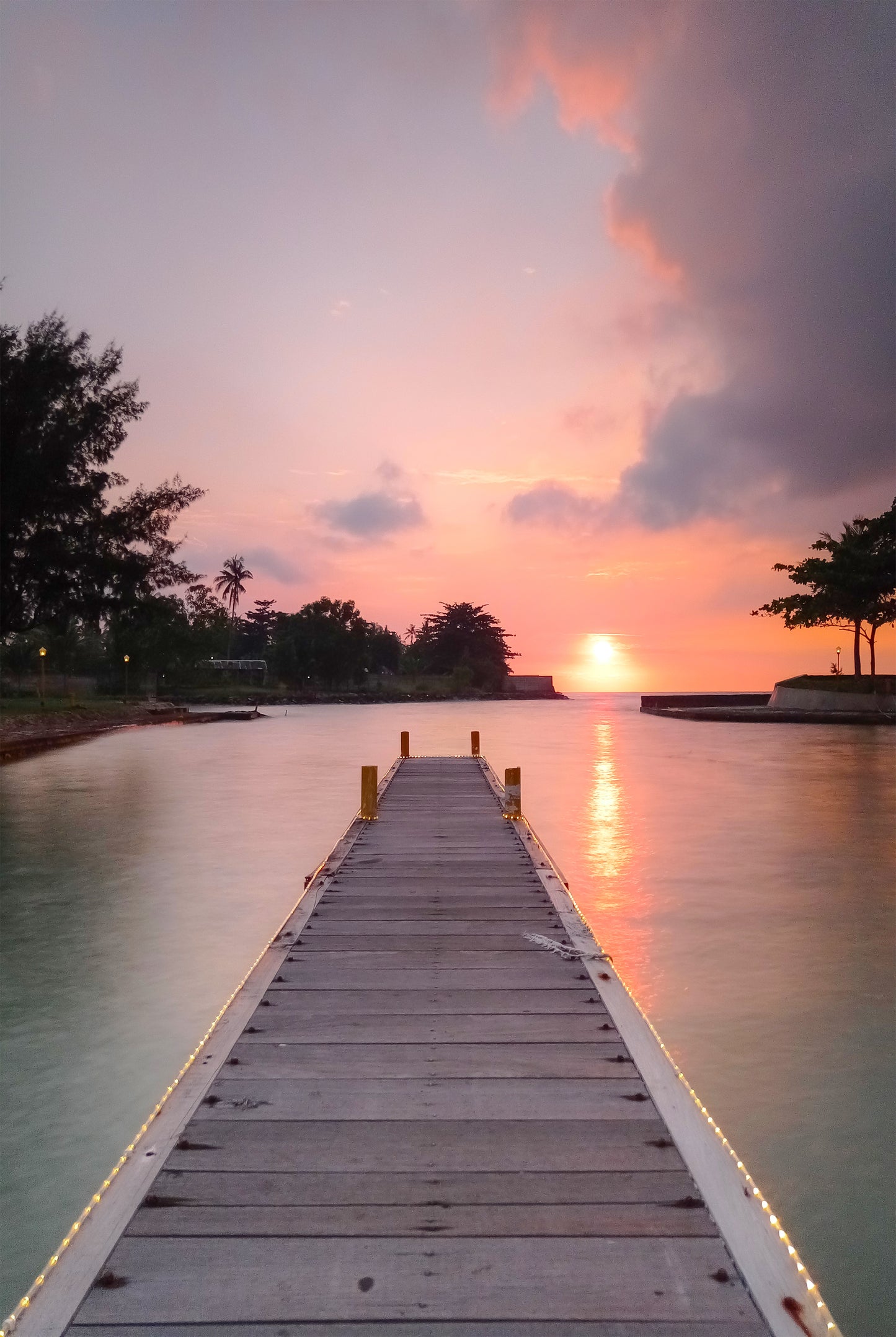 Tropical Pier Sunset Leading Into the Ocean at Sunset Wall Art Decor 100% Australian Made - Bella Home Decor