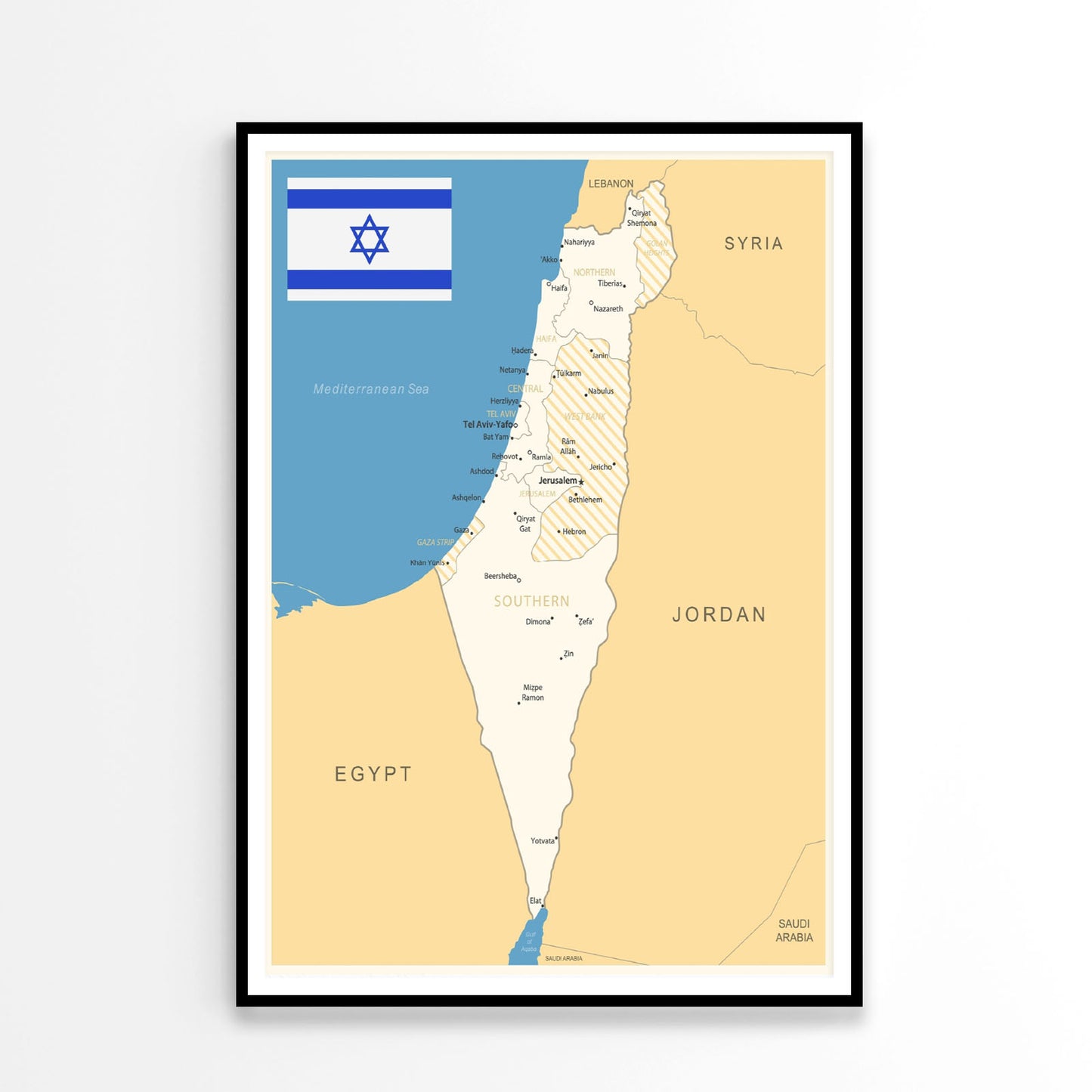 Israel Detailed Map Home Decor Premium Quality Poster Print Choose Your Sizes