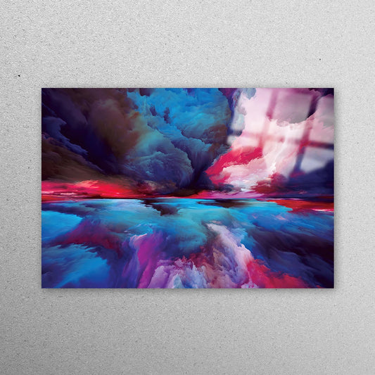 Blue And Pink Modern Abstract Acrylic Glass Print Tempered Glass Wall Art 100% Made in Australia Ready to Hang