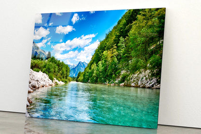 Oca River And Alps Mountain View  Acrylic Glass Print Tempered Glass Wall Art 100% Made in Australia Ready to Hang - Bella Home Decor