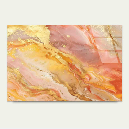 Luxury Coral Geode Gold Tempered Glass Printing Wall Art Australian Made Quality