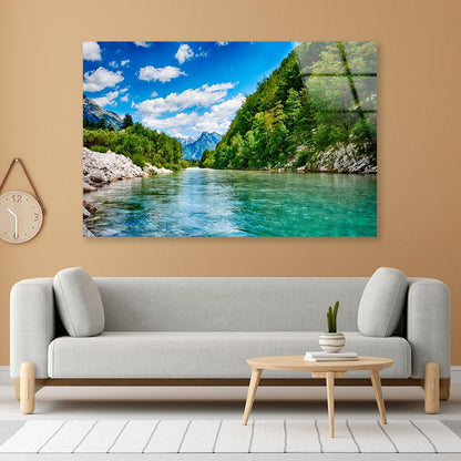 Oca River And Alps Mountain View  Acrylic Glass Print Tempered Glass Wall Art 100% Made in Australia Ready to Hang - Bella Home Decor