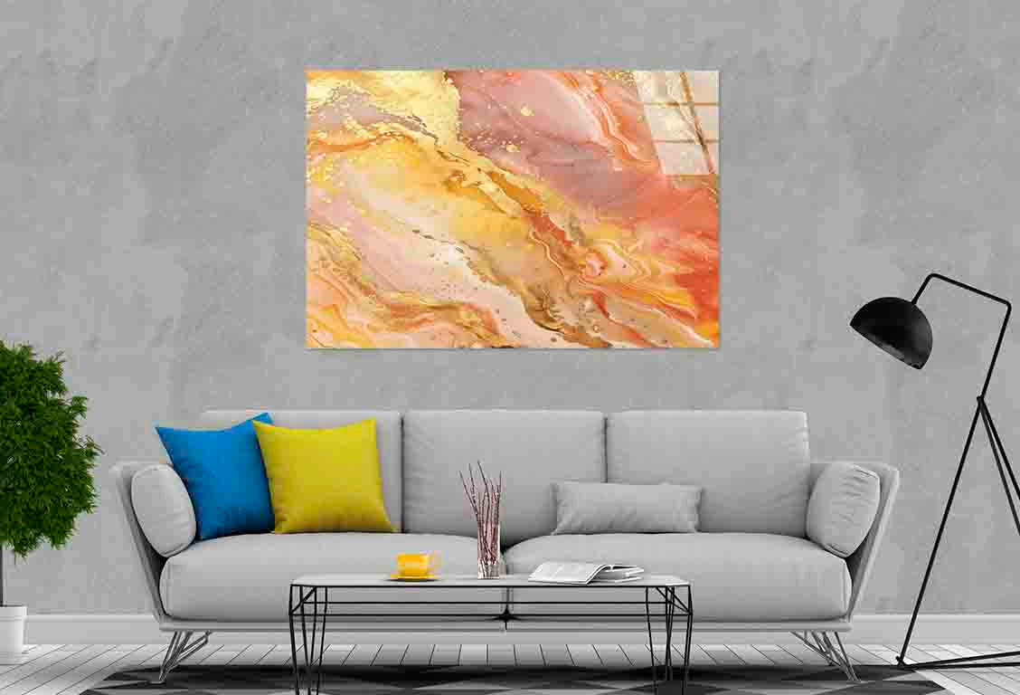 Luxury Coral Geode Gold Tempered Glass Printing Wall Art Australian Made Quality