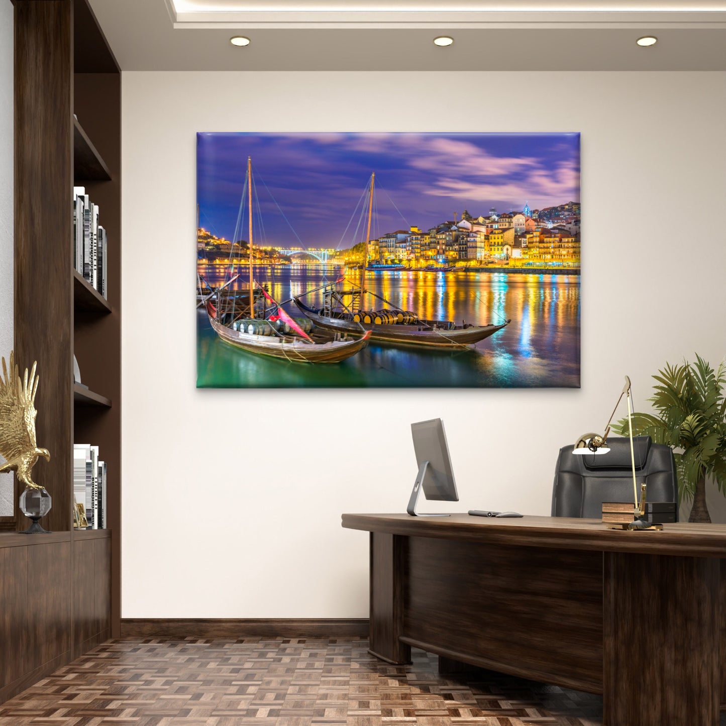 Historic Wooden Wine Boats Along Douro River In Portugal  Wall Art Decor 100% Australian Made