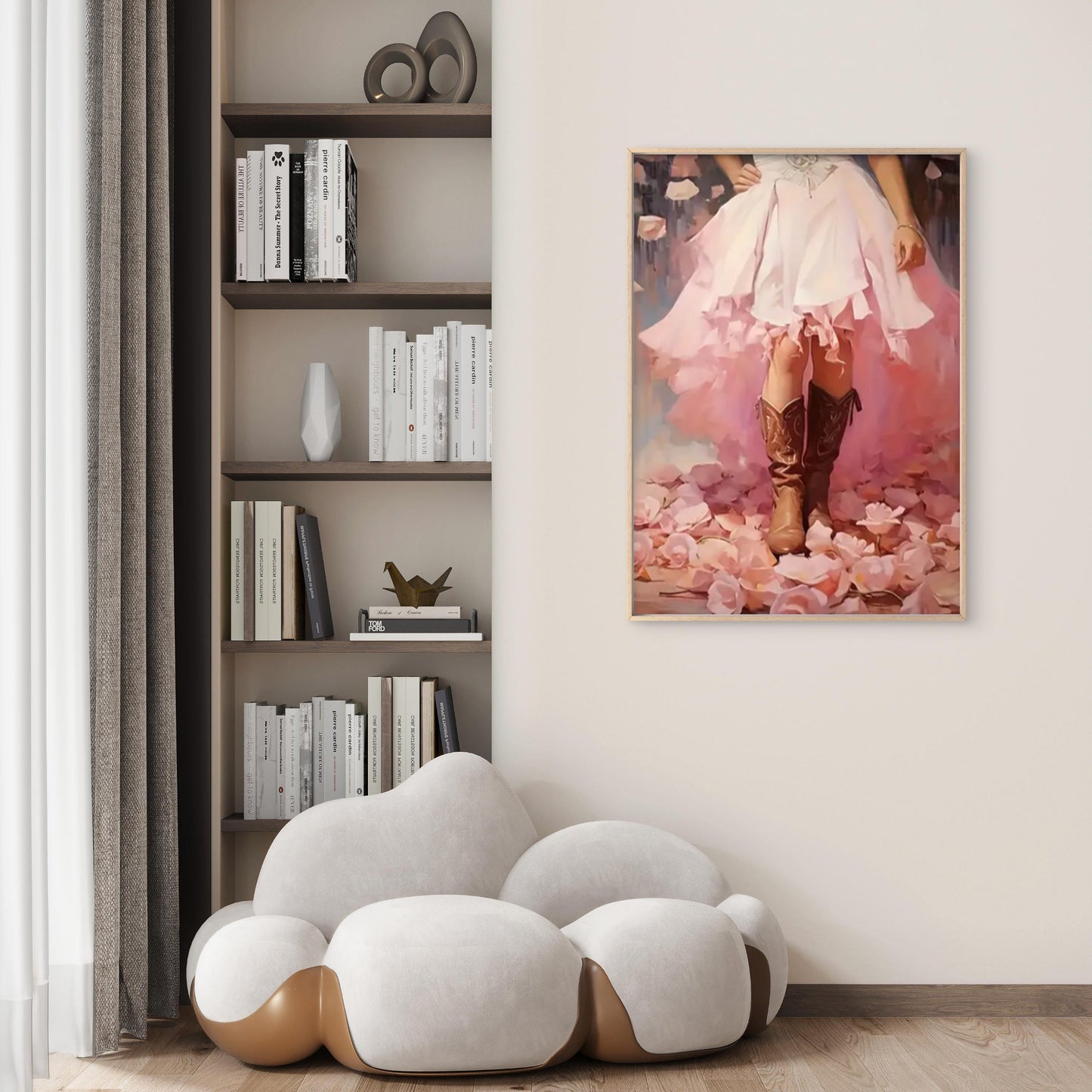 Soft Pastel Pink Floral Boots and Ruffled Skirt Fashion Home Decor Premium Quality Poster Print Choose Your Sizes