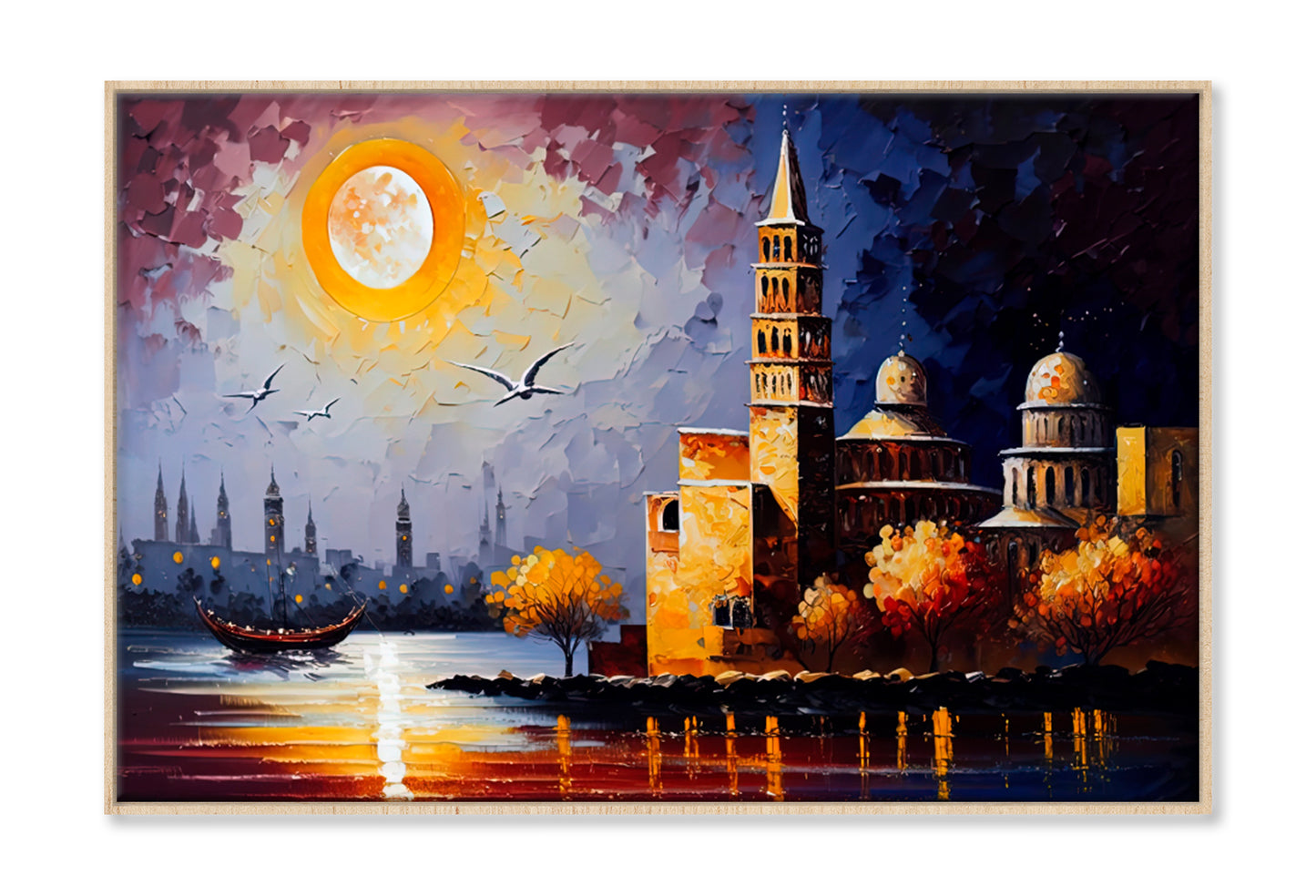 Culture Diversity, Mediterranean Coastal Oil Painting Wall Art Limited Edition High Quality Print Canvas Box Framed Natural