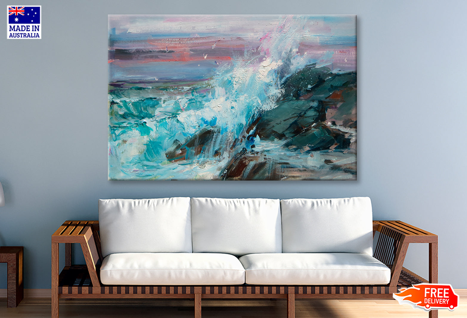 Foam Wave Rocky Sea Oil Painting Wall Art Limited Edition High Quality Print