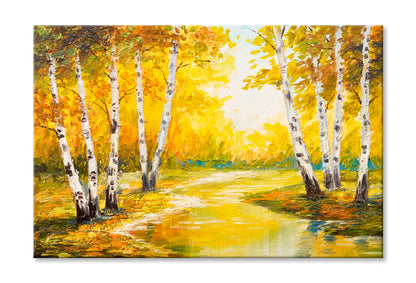 Autumn Forest Near The River Oil Painting Limited Edition High Quality Print Stretched Canvas None