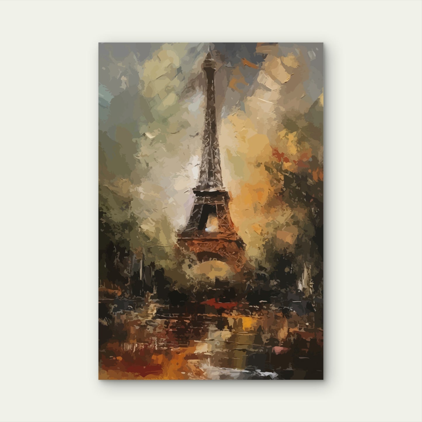 Paris Eiffel Tower Oil Painting 60x90cm Metal Print Ready to Hang
