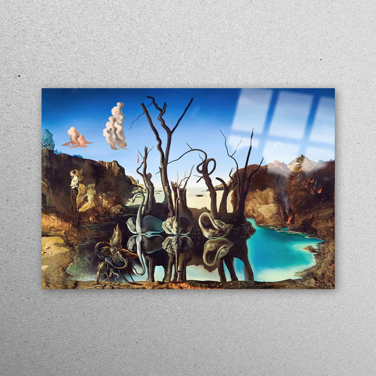 Salvador Dali Swans Art Acrylic Glass Print Tempered Glass Wall Art 100% Made in Australia Ready to Hang