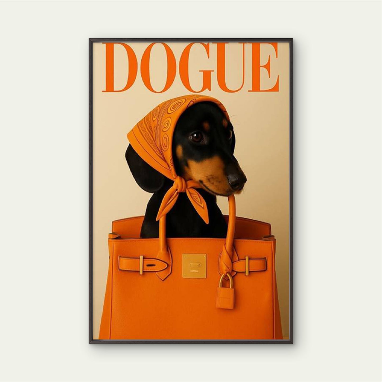 DOGUE Dapper Dog with Orange Handbag Fashion Home Decor Premium Quality Poster Print Choose Your Sizes - Bella Home Decor