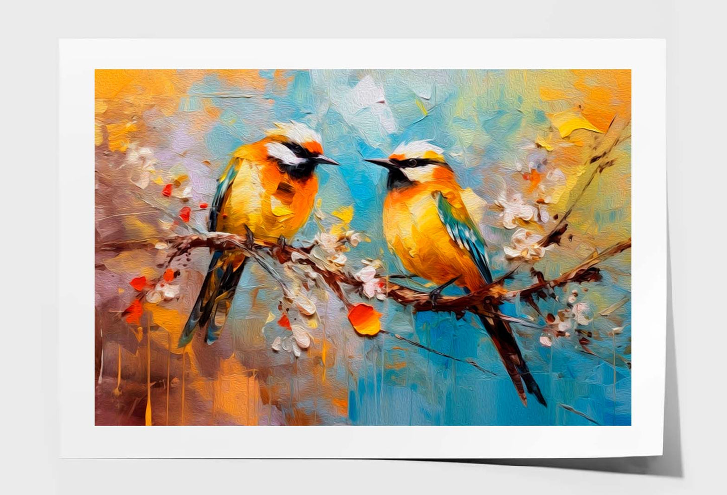 Oil Painting Two Goldfinch Wall Art Limited Edition High Quality Print