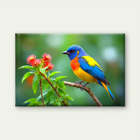 Vibrant South American Songbird on Branch Wall Art Decor 100% Australian Made