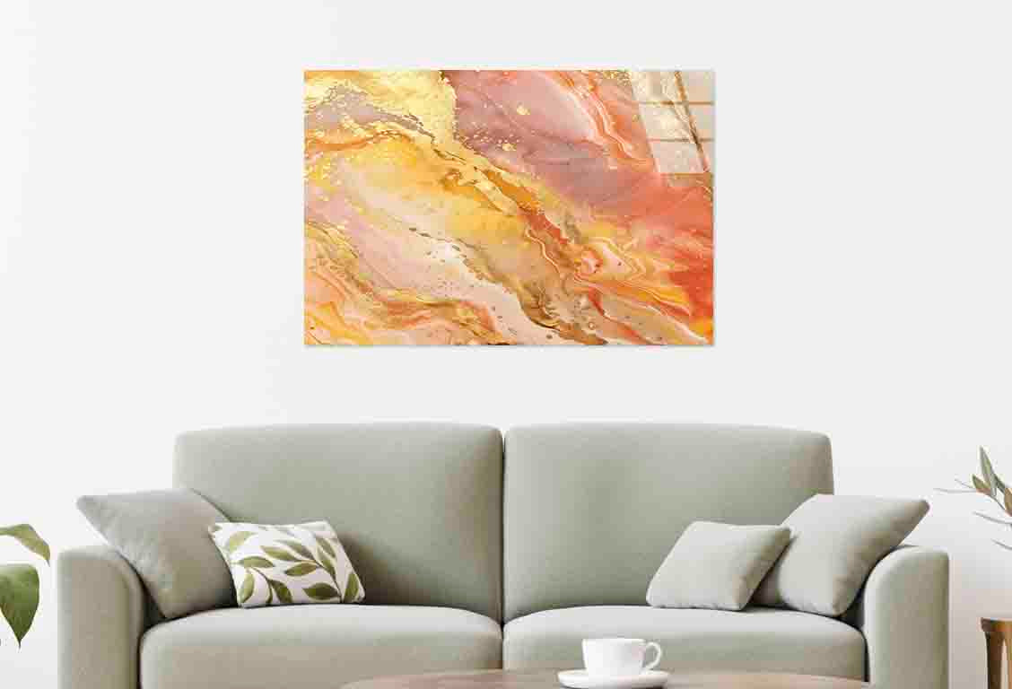 Luxury Coral Geode Gold Tempered Glass Printing Wall Art Australian Made Quality