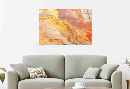 Luxury Coral Geode Gold Tempered Glass Printing Wall Art Australian Made Quality