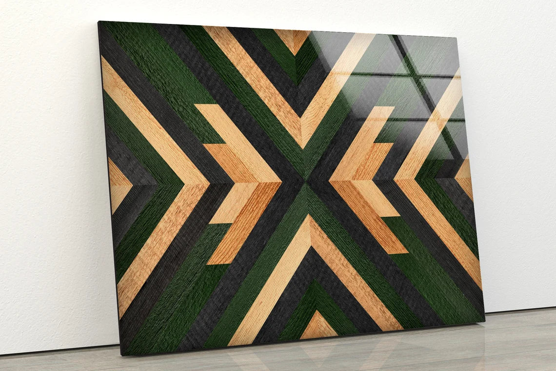 Green & Beige Pattern UV Direct Aluminum Print Australian Made Quality