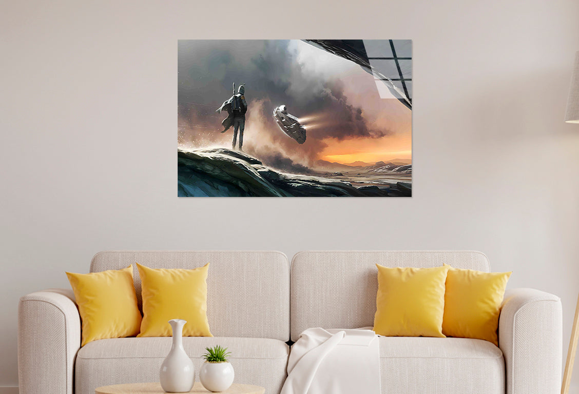 Sci-Fi Bounty Hunter Tempered Glass Printing Wall Art Australian Made Quality