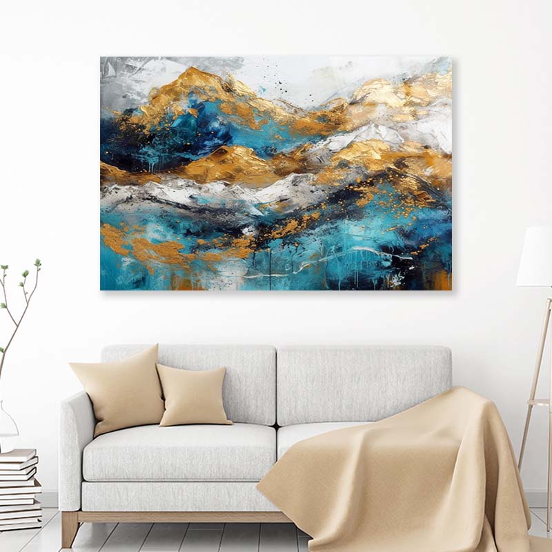 Gold Painting Mountains Acrylic Glass Print Tempered Glass Wall Art 100% Made in Australia Ready to Hang